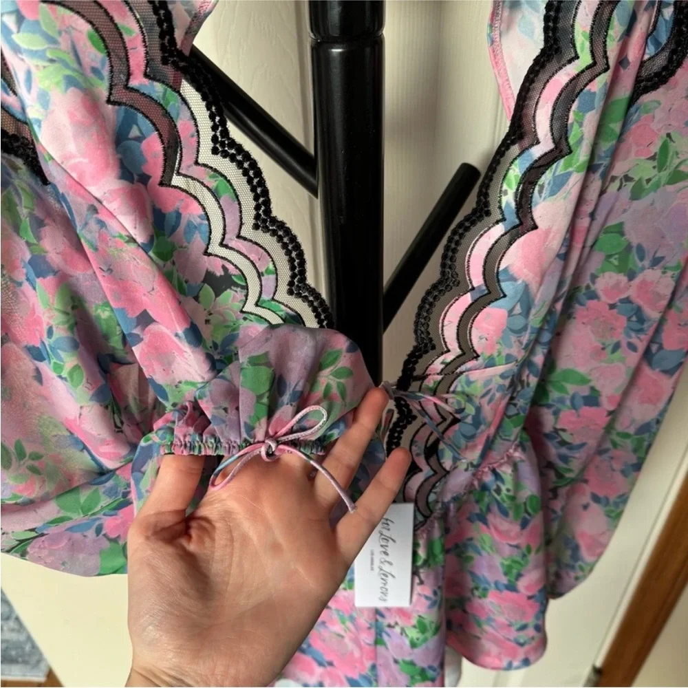 NWT For Love and Lemons Odette Floral Lace Romper